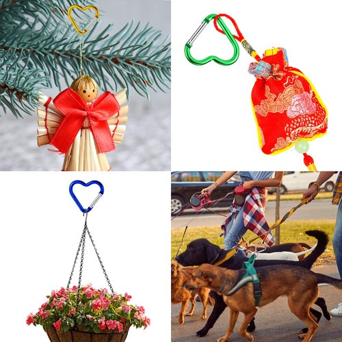 Ferraycle 100 Pieces Heart Shape Keychain Clip Aluminum Alloy Carabiner Keychain Clip Spring Snap Hook Loaded Hook for Outdoor