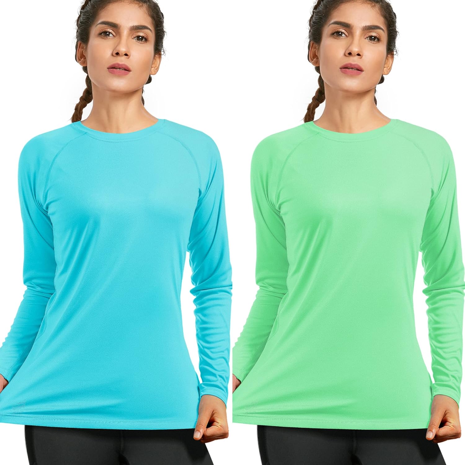 Skiennix Women's UPF 50+ Long Sleeve Workout Shirt - Quick Dry UV Sun Protection | Size L