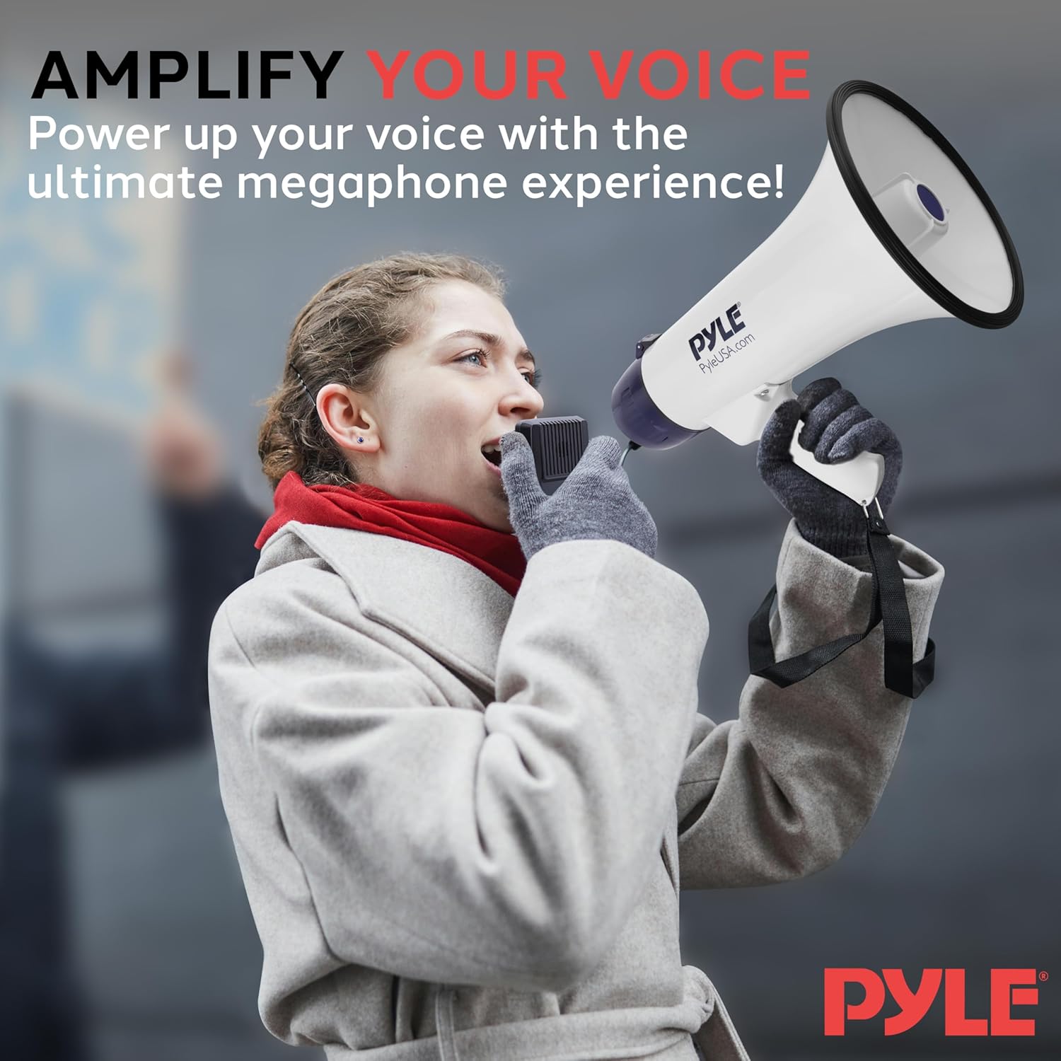 Pyle Megaphone Bullhorn - Powerful Sound with Built-In Siren | Lightweight & Portable Design