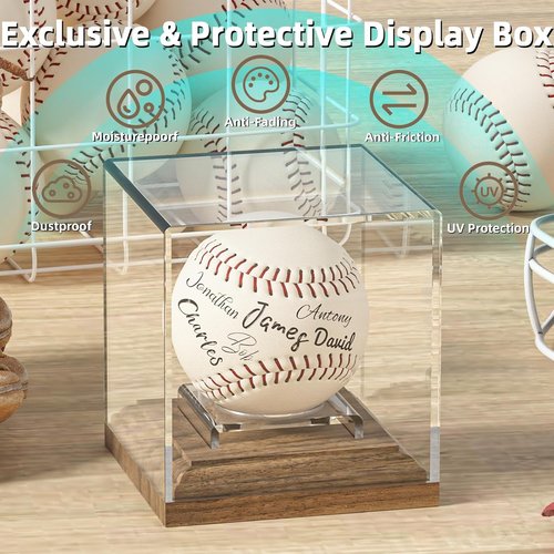 Baseball Display Case by [Brand Name] - Walnut Wood Base with Acrylic Cover | Autograph Ball Protector