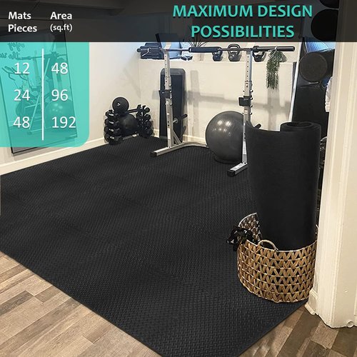 BEAUTYOVO Interlocking Foam Gym Mats - 24'' x 24'' EVA Tiles for Protective Flooring