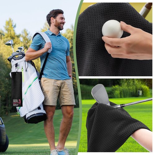 HEIFAM Swing Swear Look for Embroidered Pink Golf Towel Funny with Carabiner Clip Microfiber, Funny Golf Towels for Golf Bags for Grandma Mom Sister, Christmas Retirement Gift for Golfers, 16"X23"