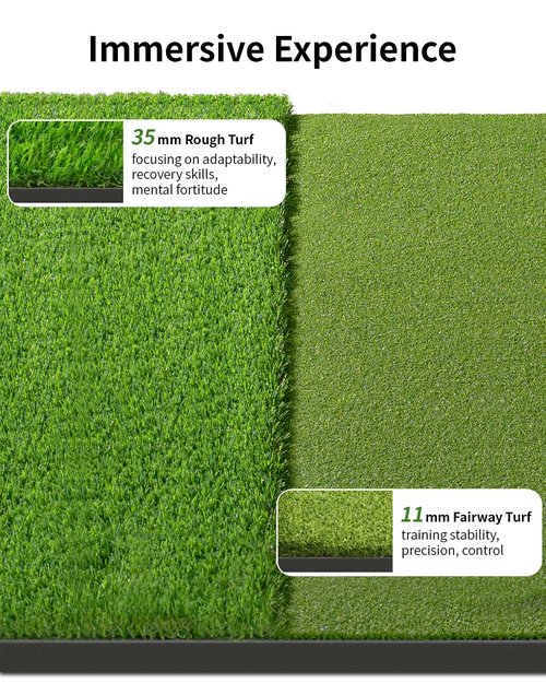 6x4FT 21-45mm Dual-Turf Golf Hitting Mat with Ball Tray, Thickened Golf Mat with 9 Hitting Holes, Practice Mat with Alignment Aid for Realistic Indoor Outdoor Practice, Professional Golf Training Aid
