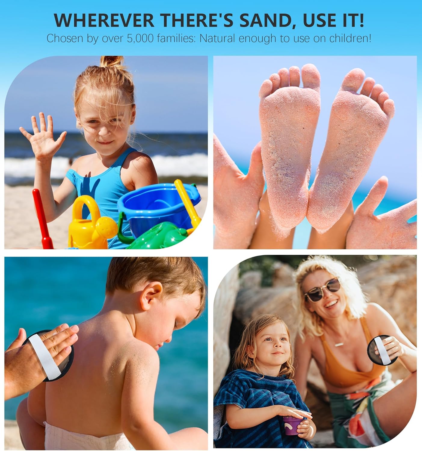 Skiennix Beach Sand Remover Mitt - 2 Pack Eraser Brush for Family Fun | Summer Vacation Essentials