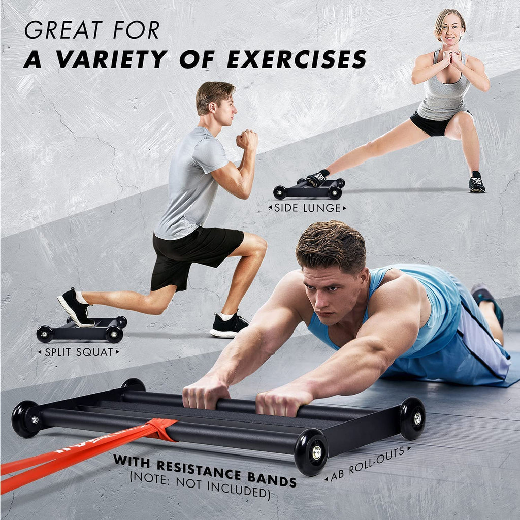 Yes4All Glute Ham Glider, Exercise Wheels for Home Gym Fitness, Glute Hamstring, Booty Building, Leg Excerise & Ab Roller for Abs Workout Equipment
