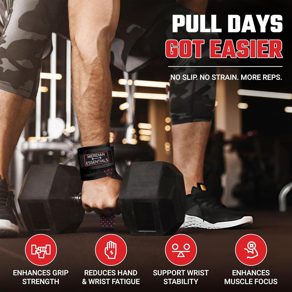 Weightlifting Straps - Heavy-Duty D-Ring Lifting Straps with Neoprene Padding & Non-Slip Grip | Black