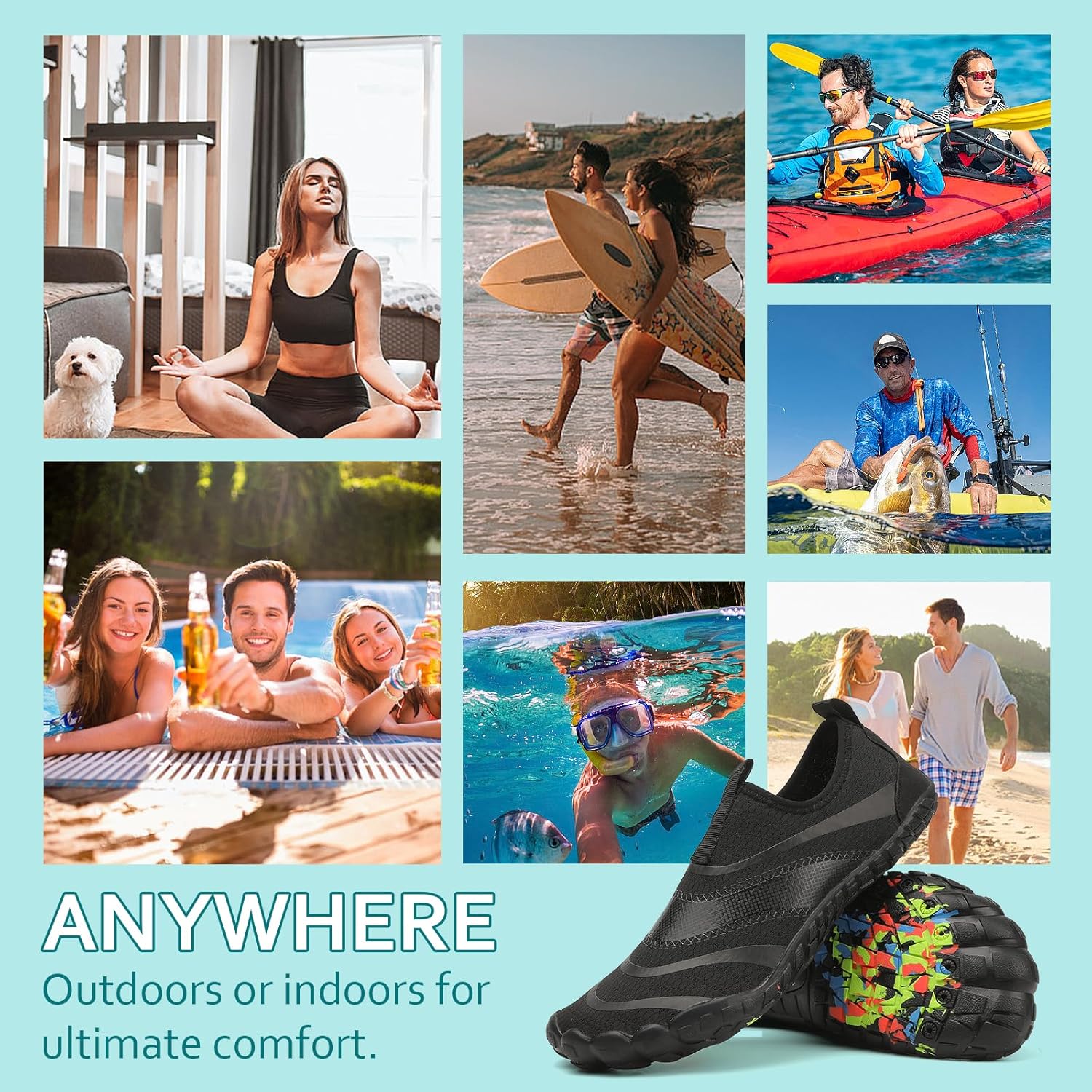 Skiennix Water Shoes - Quick-Dry Aqua Socks for Men & Women | Ideal for Beach, Pool & Outdoor Activities