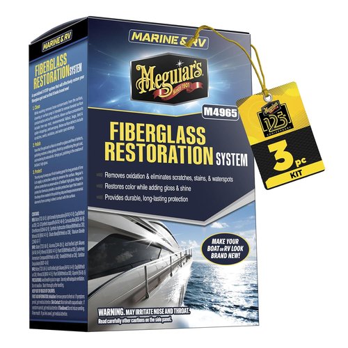 Meguiar's Marine Fiberglass Restoration System - 3-Piece Repair Kit with Oxidation Remover & Polish