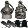 Dream Apparel 2 Pack Motorcycle Bells Guardian Angel for Biker Rider Men Women with Hangers, Ride Riding Accessories Drive Away Gremlins Spirit Bell for Good Luck, Motorcycle Gift Charm