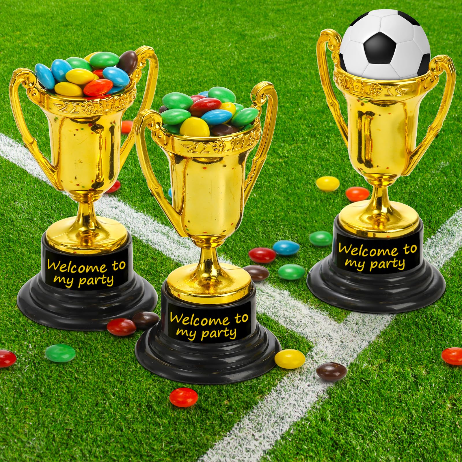 Nicunom 50 Pack Mini Trophies for Awards, Plastic Gold Award Trophy Cups for Kids Participation Trophy Cup Bulk for Party Favor, Reward, Prop, Sport, Tournament, Competition, Winning Prize, 3.4 in