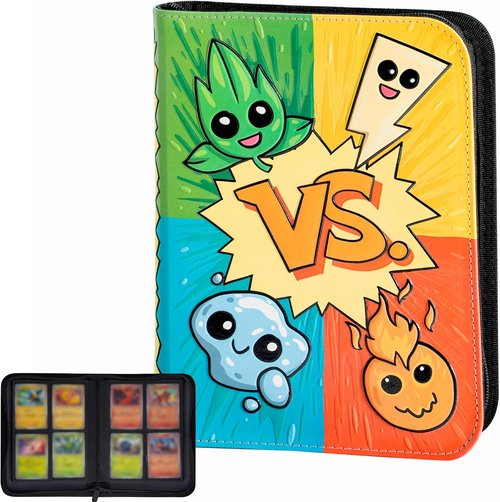 3D Card Binder for Pokémon - Stunning PU Leather Design with Zipper | Holds 160 Cards with 4 Pocket Pages