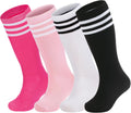 Zando Kids Soccer Socks - 4 Pairs of Knee High Athletic Socks for Boys & Girls
