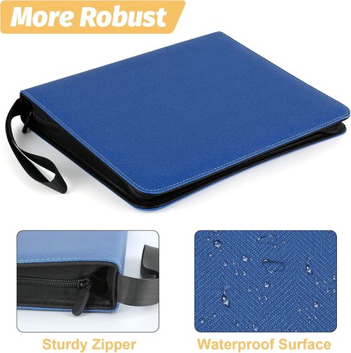 GERMUN 9 Pocket Card Binder - Premium Zip Trading Card Album for MTG, TCG & Sports Cards | Blue