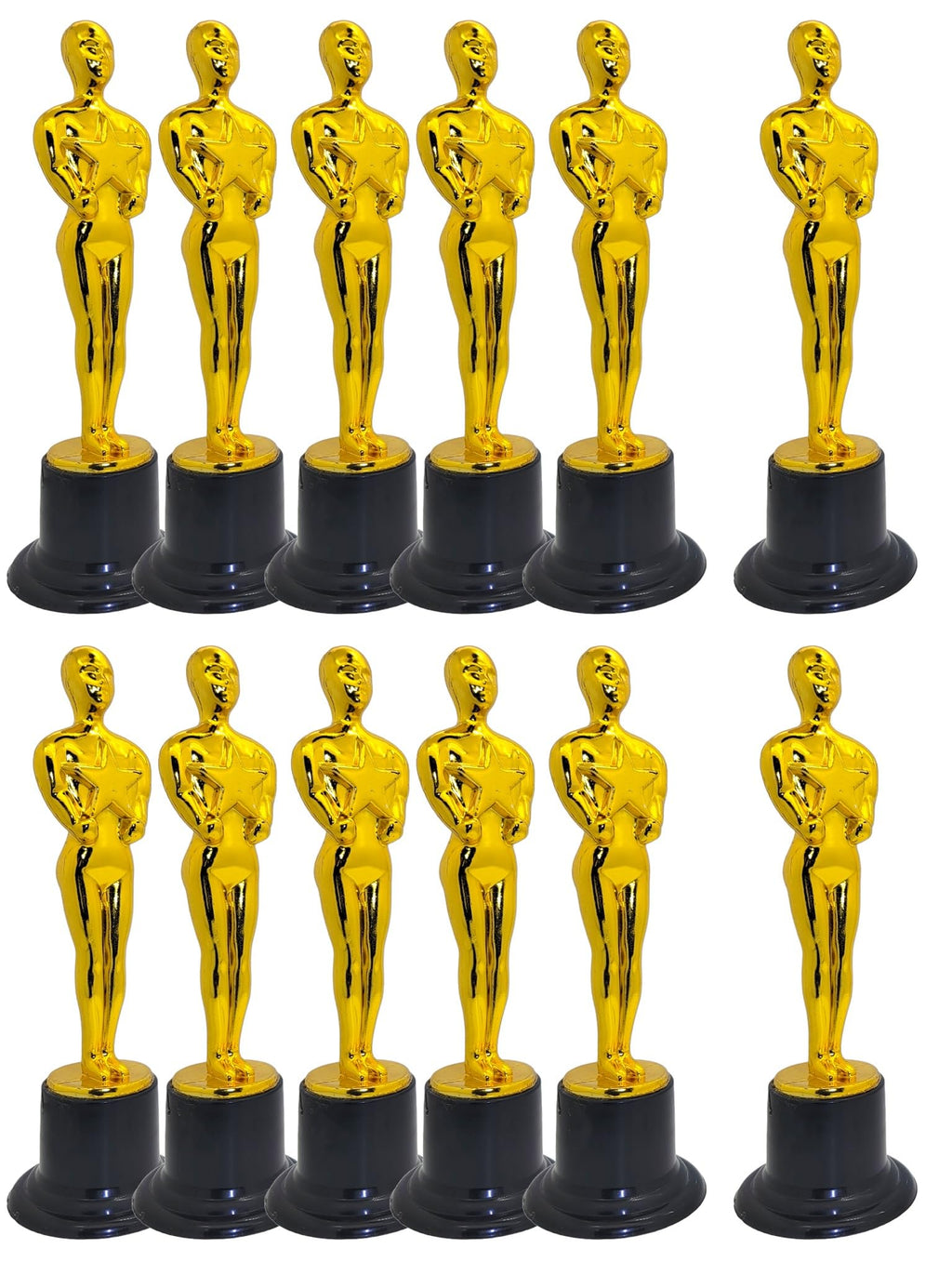 Zugar Land Gold Award Trophies (6 Pack) (6 Inches) Bulk Golden Plastic Statues. Standing Man Award Holding a Large Star Trophy for Movie Sport Ceremony Birthday Prize (Gold Award Trophy, 6)