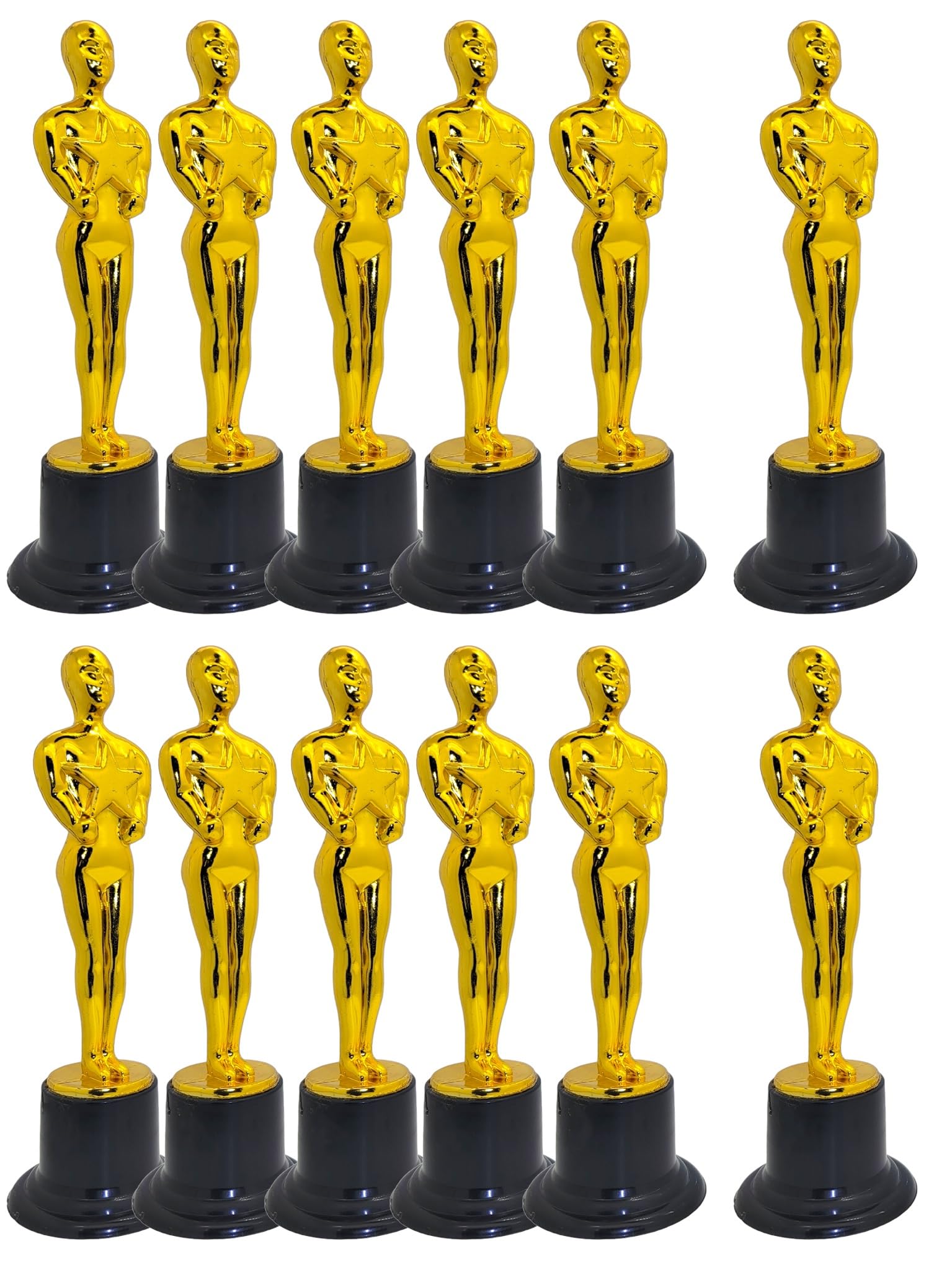 Zugar Land Gold Award Trophies (6 Pack) (6 Inches) Bulk Golden Plastic Statues. Standing Man Award Holding a Large Star Trophy for Movie Sport Ceremony Birthday Prize (Gold Award Trophy, 6)