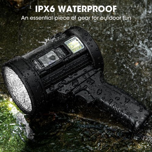 Kmivo Rechargeable Spotlight, 2,000,000 Lumens Super Bright Handheld Led Flashlight, Outdoor Spot Light with Cob Light and Solar Panelsfor Boating Camping