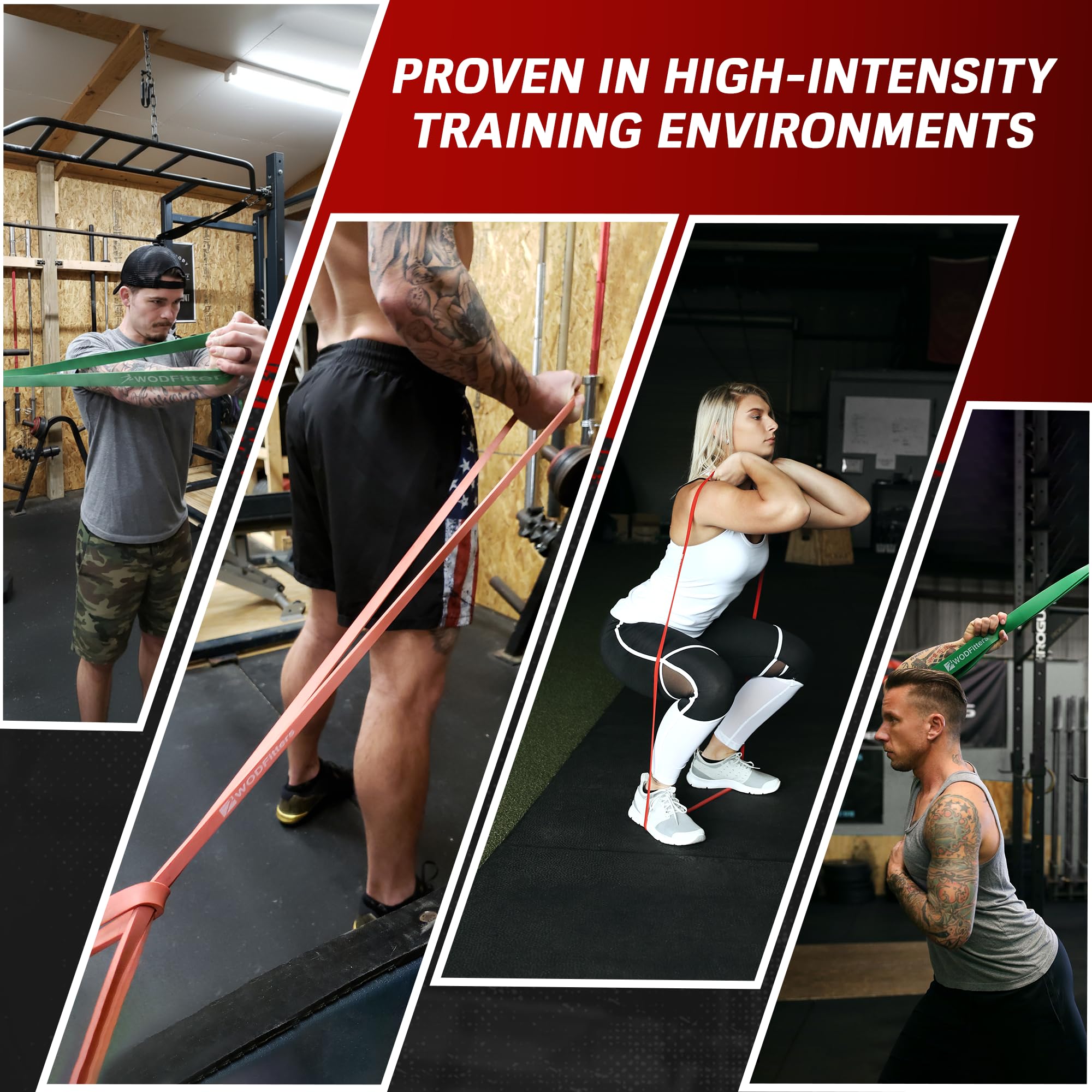 WODFitters Pull-Up Assistance Bands – Premium Resistance Loop Bands for Assisted Pull Ups, Muscle Ups, Strength Training & Mobility – Durable 4 Band Set for Functional Fitness