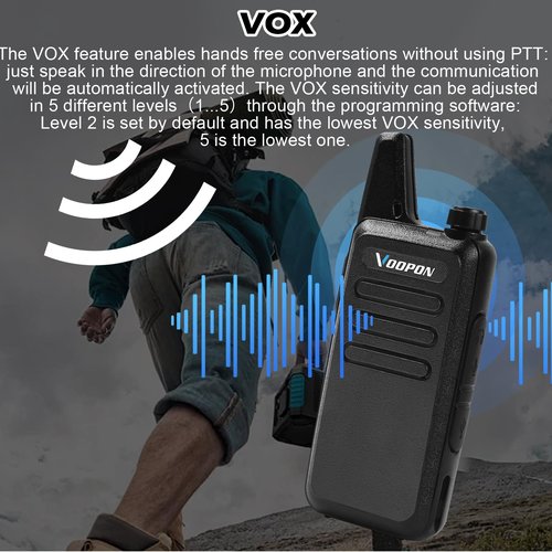 Voopon Rechargeable Walkie Talkies for Adults 22 FRS Channels Two-Way Radios with Earpieces Long Range VOX Mini Transceivers for Business Company USB Charger for Camping Hiking Church Shop (10 Pack)