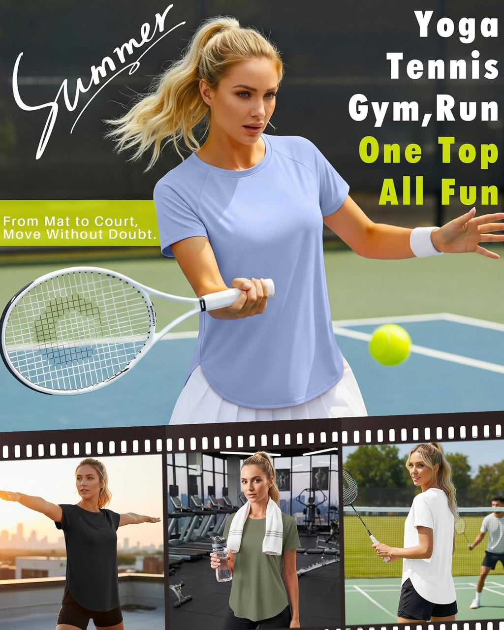 Skiennix Women's Workout Shirts - Quick Dry Athletic Tops | Short Sleeve Loose Fit Yoga Tees - 4 Pack
