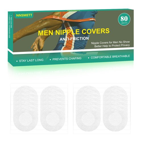 NNSMETT Nipple Covers Men,160Pcs (80 Pairs) Anti-Chafing Nipple Covers for Men, No-Show Mens Nipple Guard Tape for Running, Sports, and Daily Wear Ivory