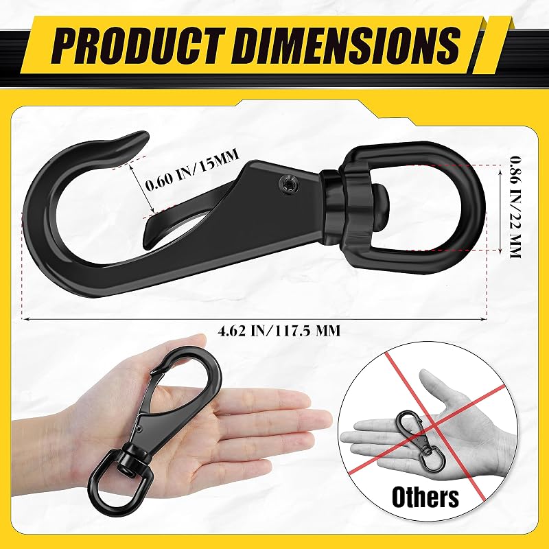 [4.62"] Swivel Eye Snaps 304 Stainless Steel 220LBS Heavy Duty (2Pcs) - Extra Sturdy