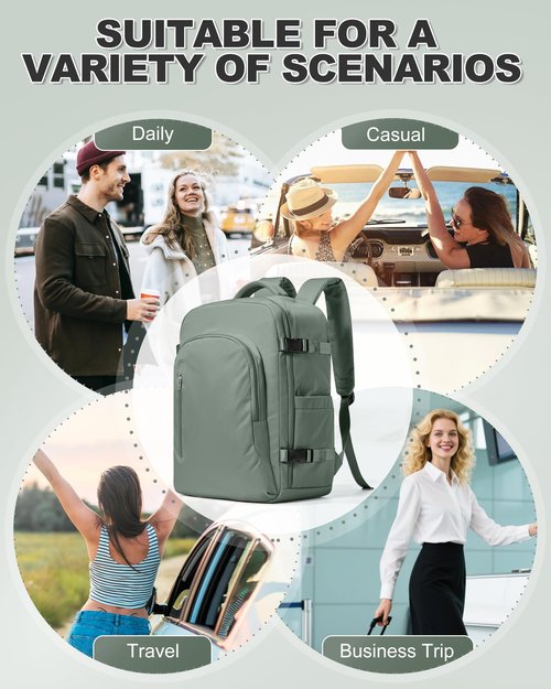 VGCUB Travel Vacpack Backpack with Vacuum System Electric Pump Storage Compression Carry on 18x14x8 Inches Personal Item Bags Work Business Waterproof College Backpack for Women Men Army Green