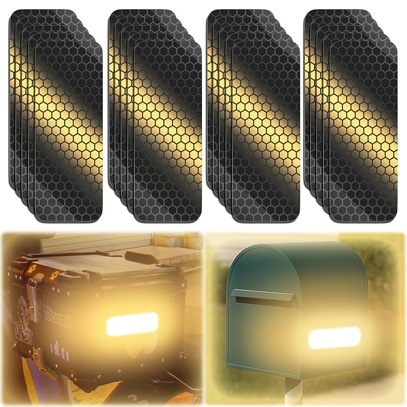 Black Reflective Tape 20 Pcs Diamond-Grade Safety Stickers 3.15 x 1.18 in (Phixbear) - Outdoor Waterproof
