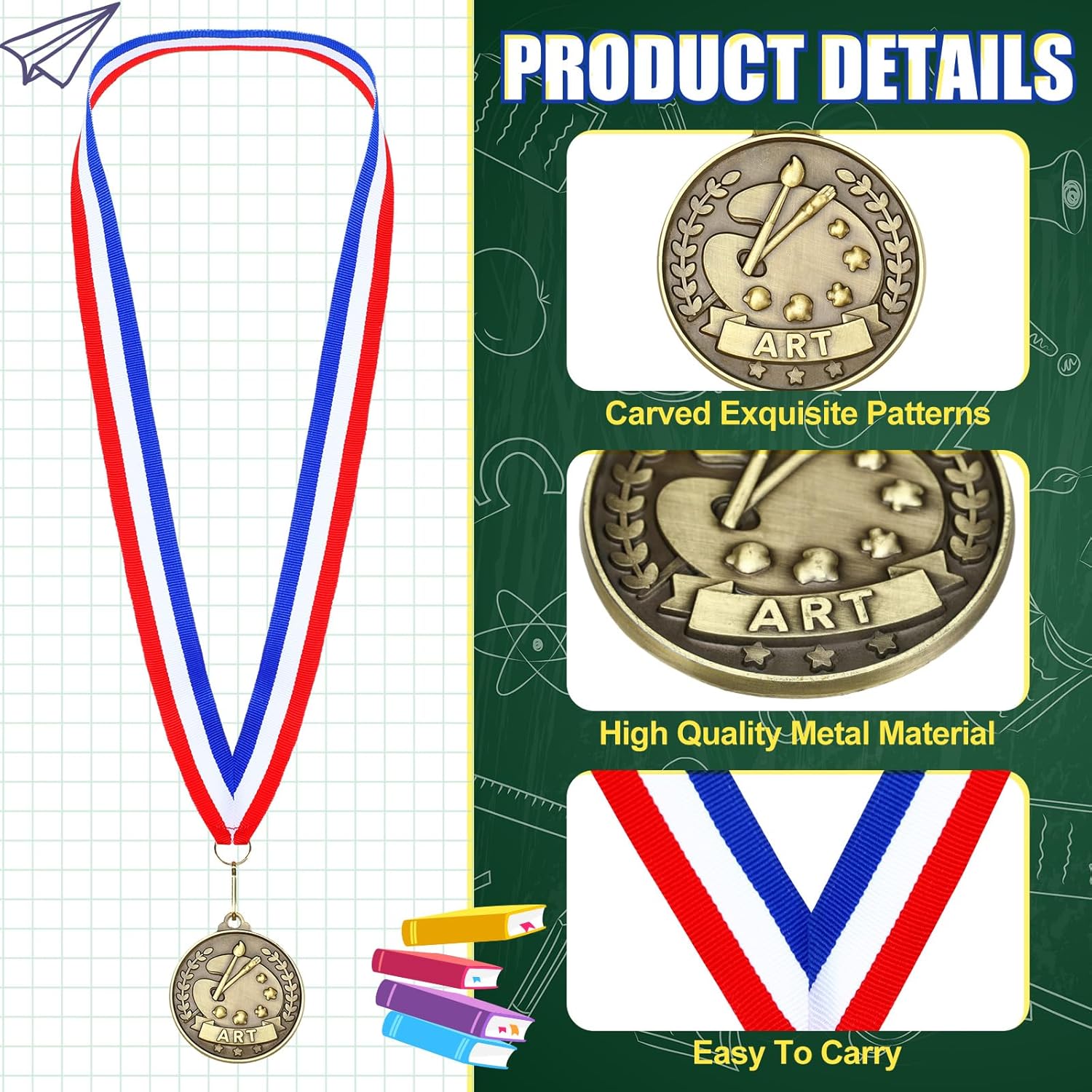Quelay Gold Winner Medals - 100 Pcs 2'' Award Medals with Neck Ribbons for Tournaments & Competitions