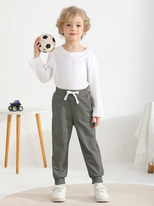 Resinta 4 Pack Toddler Boys Sweatpants Kids Pull On Casual Pants Athletic Joggers with Drawstring Pockets for Boys