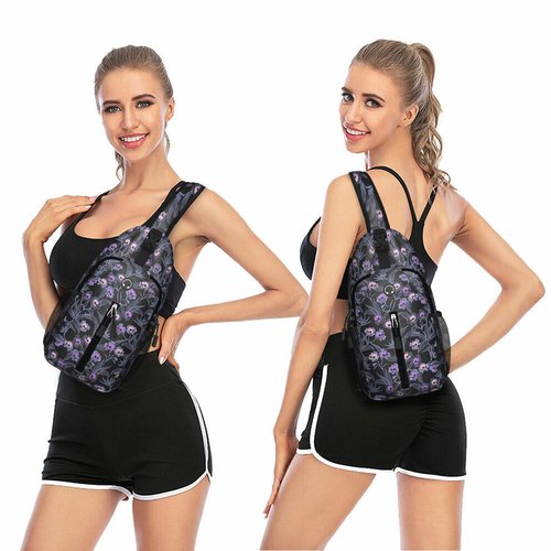 Skull Goth Sling Bag For Women Men Small Crossbody Bags Halloween Gothic Mini Water Resistant Casual Chest Bag Backpack Shoulder Daypack For Travel Hiking Gifts