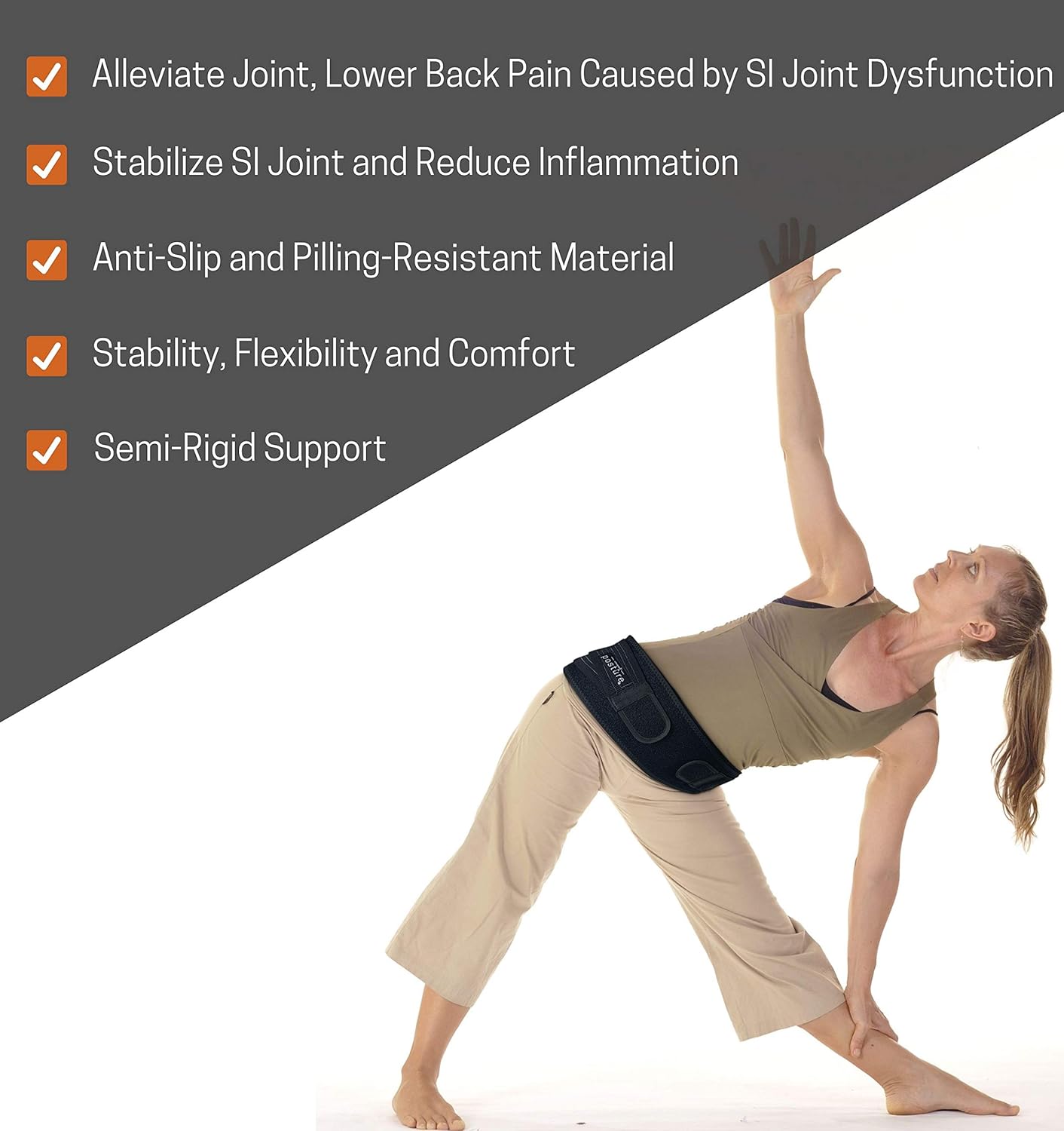 Trochanter Brace | Sacroiliac Hip Belt for Men & Women - Relieves Sciatic & Lower Back Pain (Regular, Black)