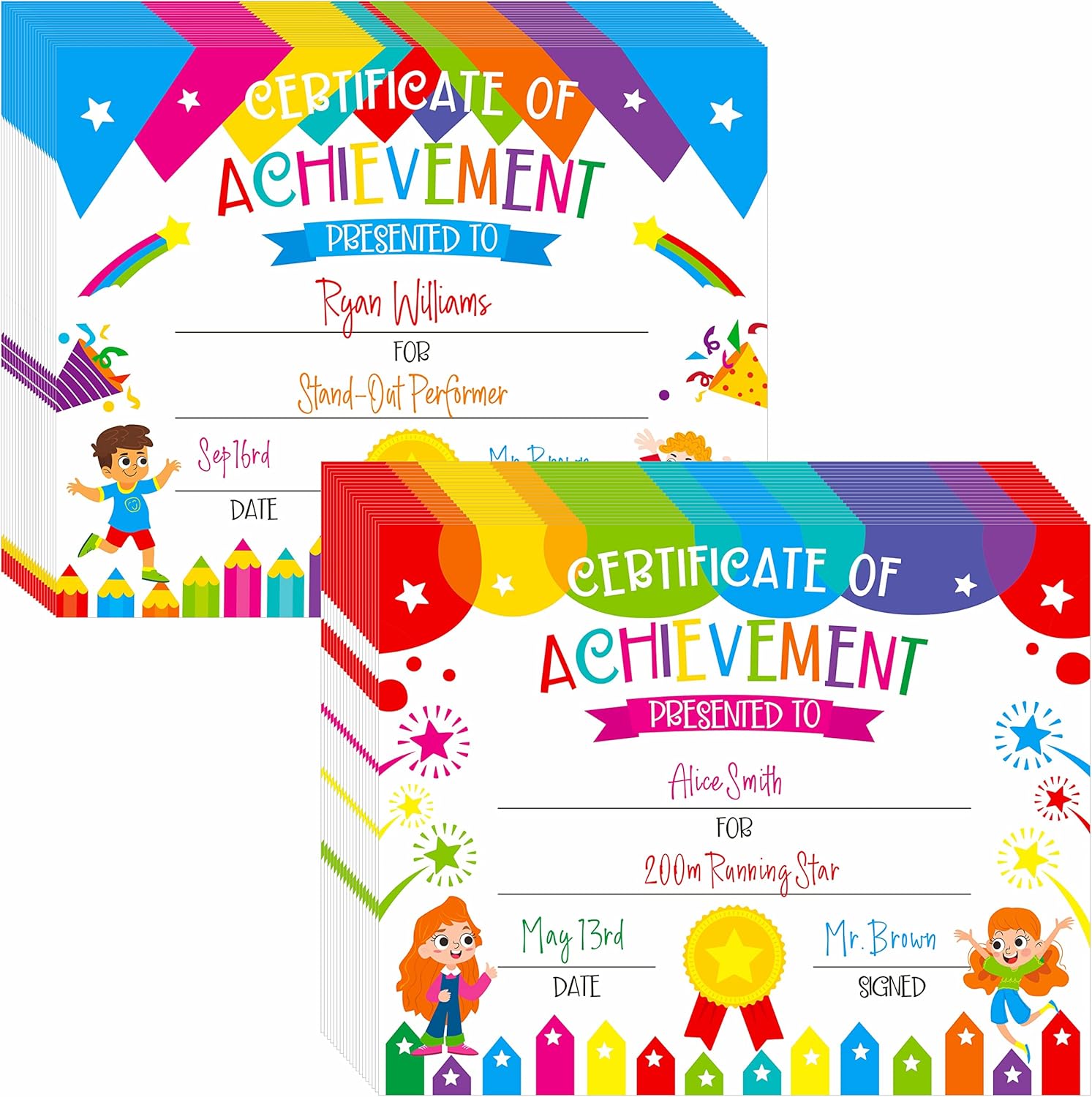 Regine Switzerland 40 PCS Preschool Diplomas - Colorful Achievement Certificates for Kids