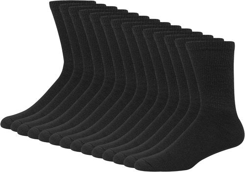 Hanes Men's Double Tough Socks - Moisture-Wicking Crew & Ankle Socks | Black & White Multi-Pack