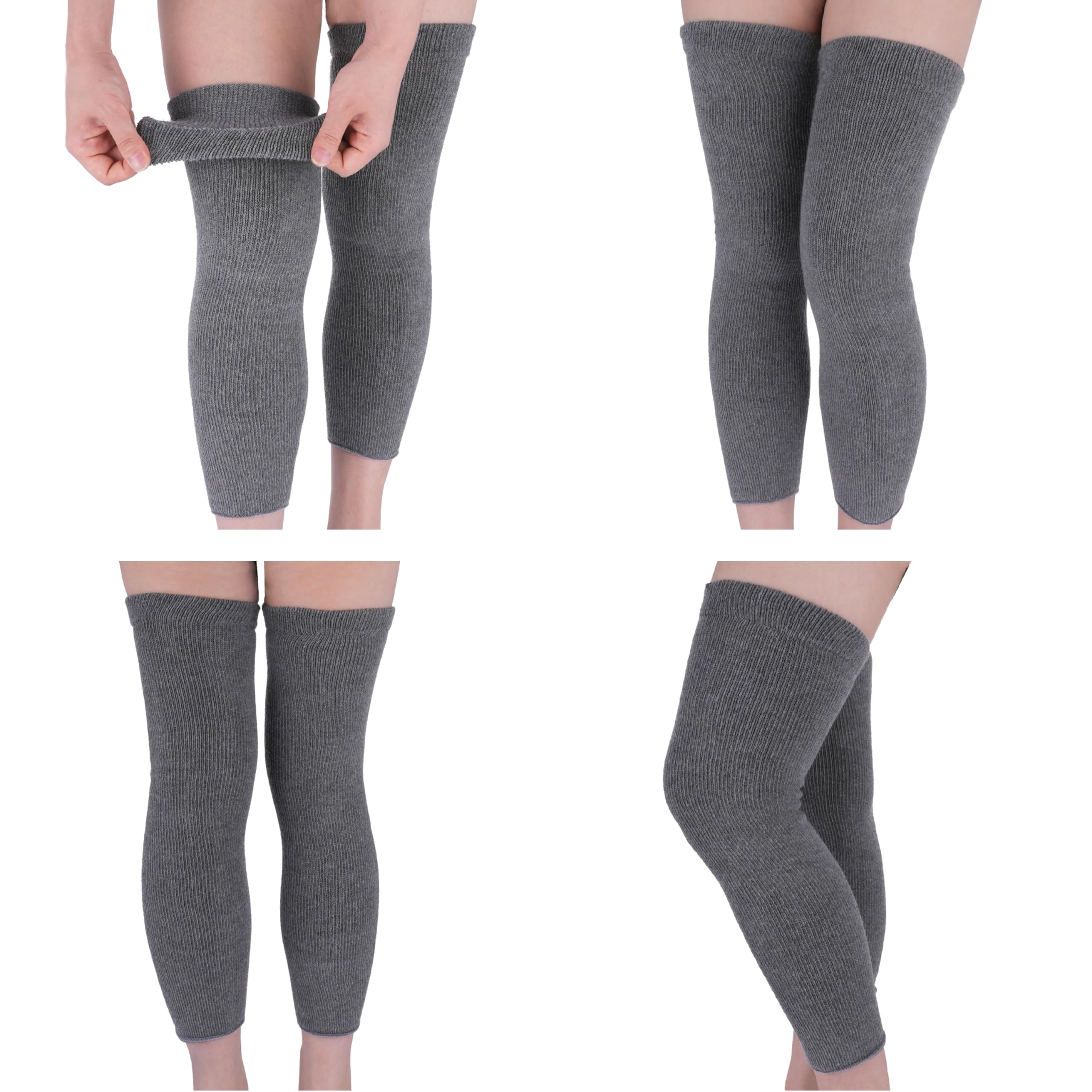 SENIOR ICARE Elastic Cotton Knee Warmers, Long Knee Sleeves for Men and Women - Circulation Support and Joint Pain Relief, Arthritis Aid, One Pair, Made in Japan