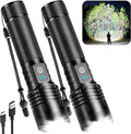 ALSTU Flashlight Rechargeable LED High Lumens - 99,000lm Super Bright Flash Light with 5 Modes, Waterproof Powerful Lintera for Home, Camping(2 Pack)