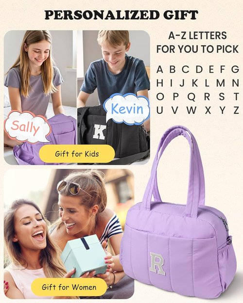 Gifts for 11 Year Old Girl-Initial Duffle Bag, Women Travel，Birthday Gift for Mom-Overnight Bag with Wet Pocket，Lightweight Travel Bags Personalized Gym Tote with Makeup Pouch-Girls Stuff
