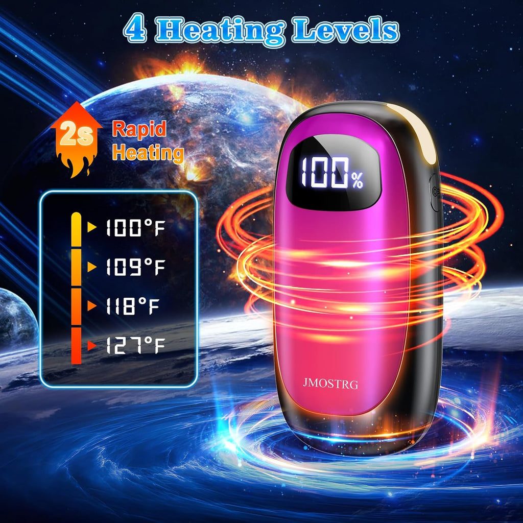 Skiennix Rechargeable Hand Warmers - Dual-Sided Heating with LED Display & Flashlight, Max 127℉, 13Hrs Long Lasting for Outdoor Activities
