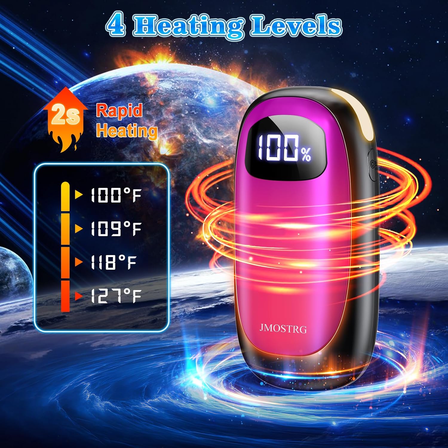 Skiennix Rechargeable Hand Warmers - Dual-Sided Heating with LED Display & Flashlight, Max 127℉, 13Hrs Long Lasting for Outdoor Activities