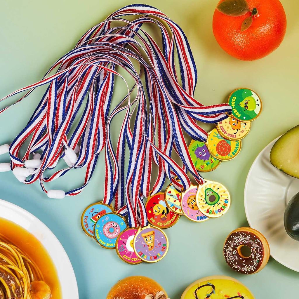 Skiennix Gold Plastic Award Medals - 36 Pcs Motivational Stickers for Kids | Perfect for Sports and Classroom Rewards