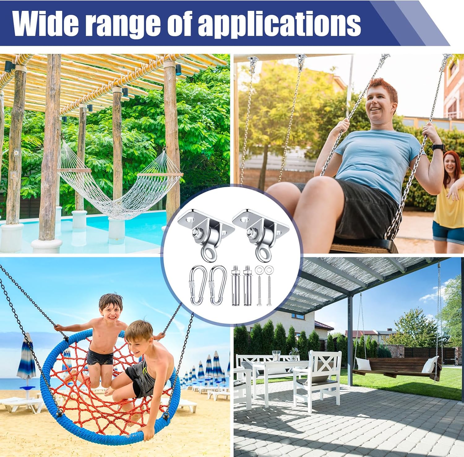 Tandefio Swing Hangers - Heavy-Duty 1800 lb Capacity for Indoor/Outdoor Use | Stainless Steel Finish