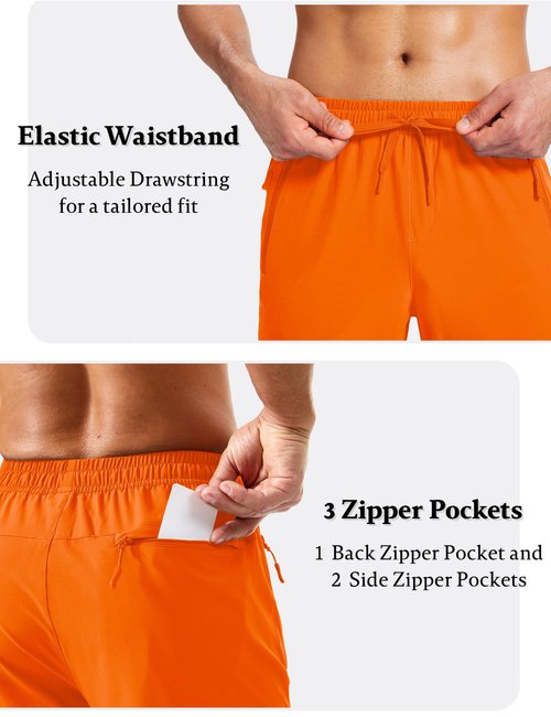 MAGNIVIT Track Pants Men Lightweight Running Sport Sweatpants Elastic Waist Mens Gym Joggers with Pockets Orange 40