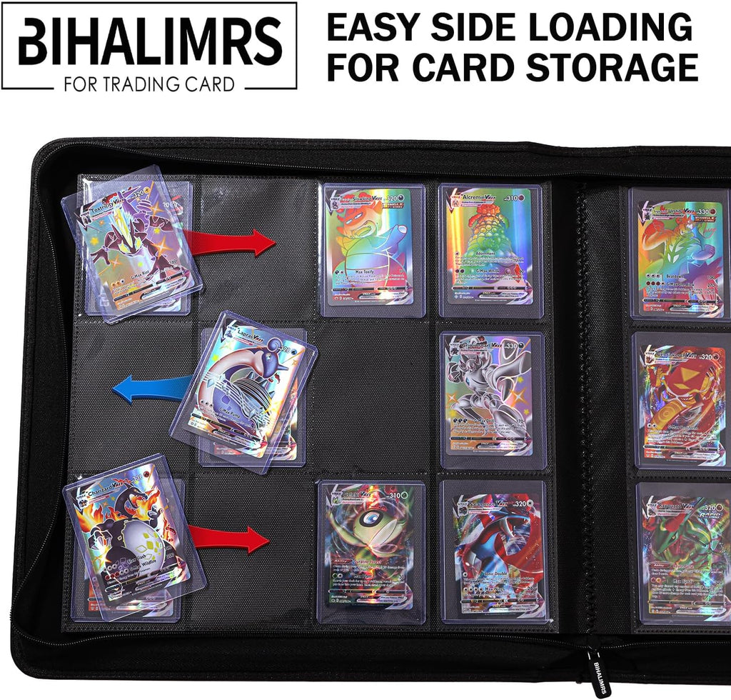 Toploader Binder - Premium Black Storage for 384 Toploaders | 12-Pocket Ringless Design with 24 Included