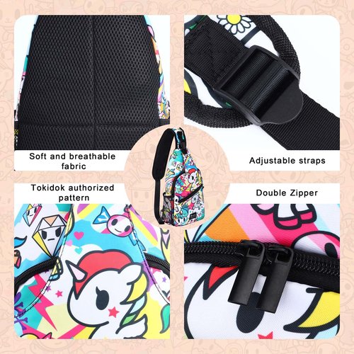 tokidoki Small Sling Bag for Women, Crossbody backpack Chest Bags Sling Daypack Fanny Pack Outdoors Hiking Traveling(Colorful)