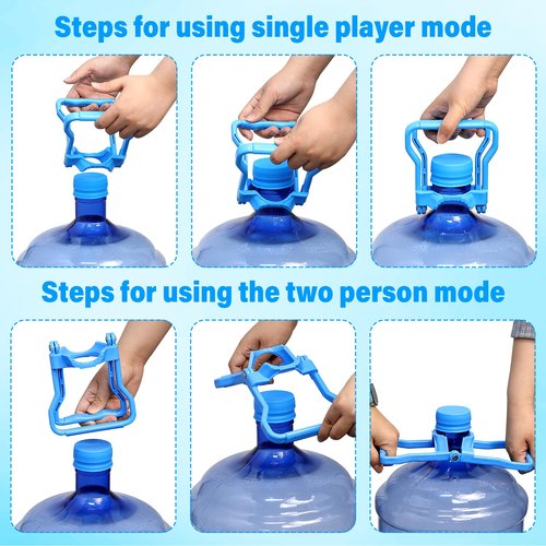 Gofriipai 5 Gallon Water Bottle Handle (2-Pack) – Heavy-Duty Water Jug Holder for Easy Carrying, Dual-Mode Design (Single/Dual-Person Lift), Ergonomic Grip – Fits Standard 5-Gallon Jugs