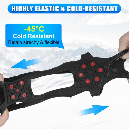 Tungsten Crampons Ice Cleats for Shoes and Boots Non-Slip Shoe Grippers with Reflective Heel Traction Cleats for Walking on Snow Ice M