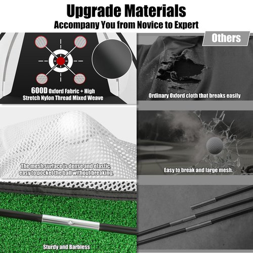 10x7FT Golf Hitting Net with Practice Mat – Complete Set for Backyard & Indoor Use | Includes Golf Balls, Rubber Tee, Carry Bag, Ground Stakes | Durable, Easy Setup, Ideal Gift for Golfers