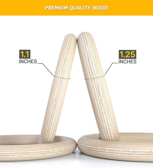 Double Circle Wood Gymnastic Rings - Premium Exercise Rings with Video Guide for CrossFit & Bodyweight Training