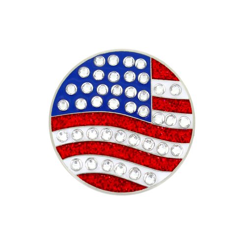 NAVIKA U.S. Flag Round Crystal Golf Ball Marker | Patriotic USA Golf Accessory | American Flag Bling Ball Marker for Women and Junior Golfers | 4th of July Golf Gift