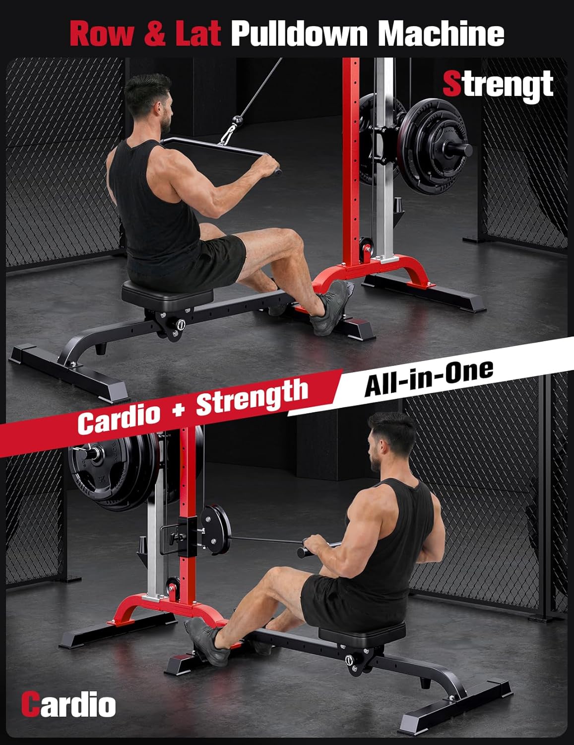 YOLEO Power Cage - Smooth Dual Pulley System with 1700LBS Capacity | Adjustable Cable Crossover for Home Gym