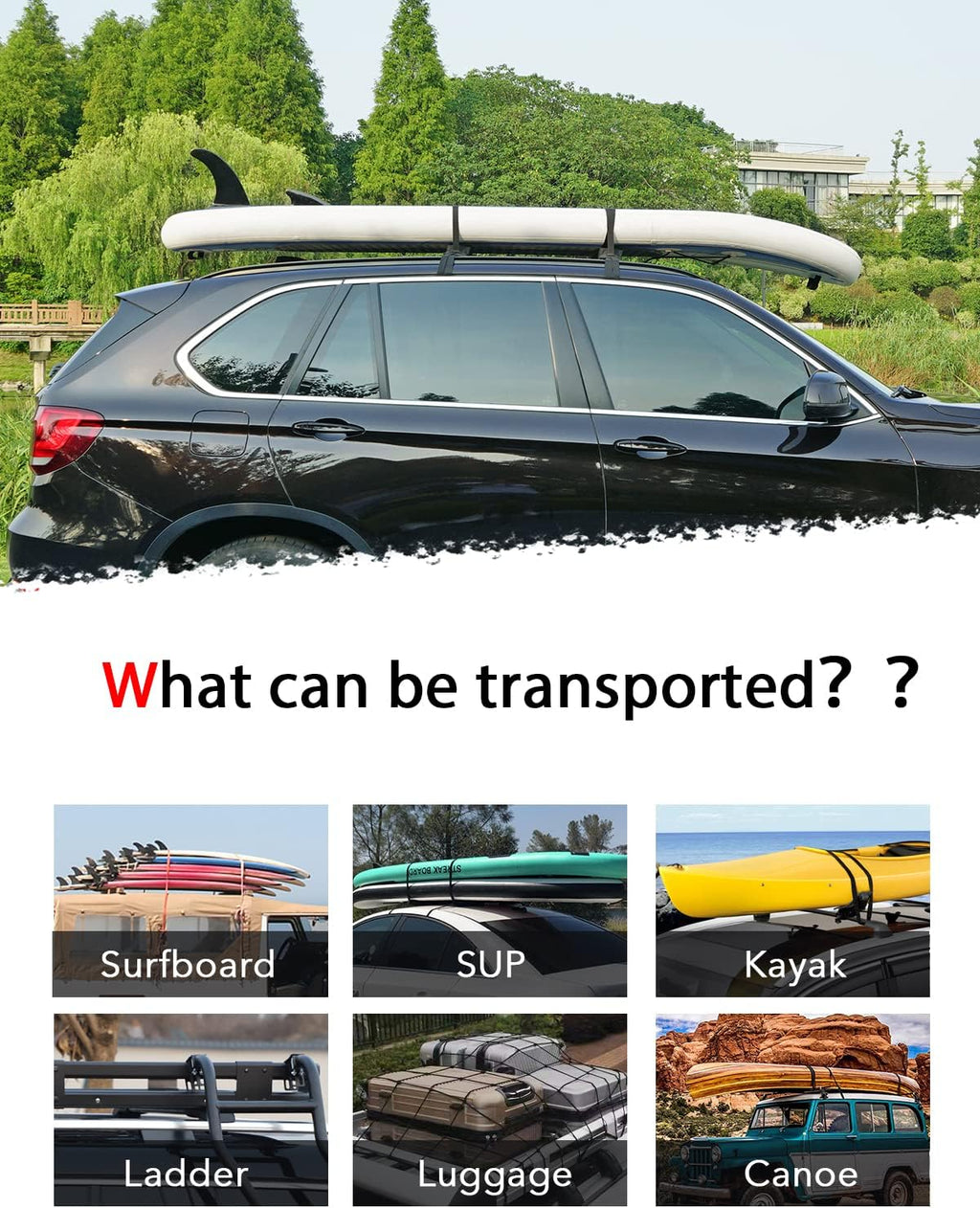 Wrap-Rax Soft Roof Rack Pads - Universal Car Roof Rack for Surfboards, Kayaks, and Canoes | 28” Pair with Storage Bag